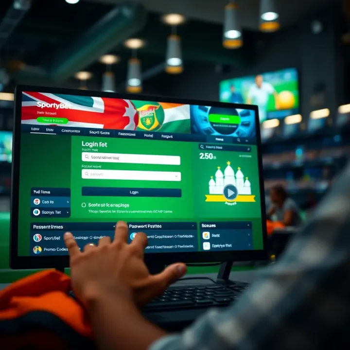 Graphic showing stable internet connection symbols alongside SportyBet platform elements for reliable betting