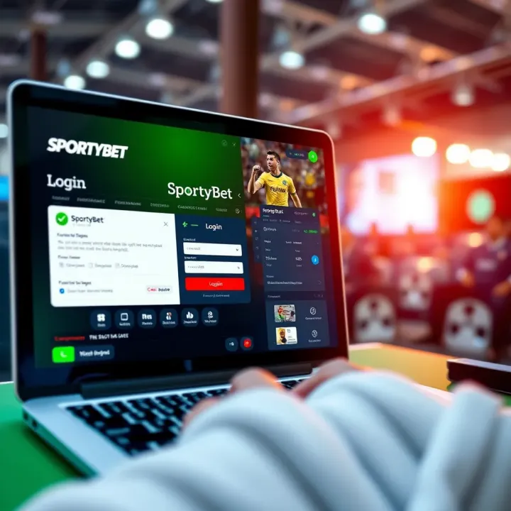 User interface showcasing SportyBet login screen on a mobile device in Nigeria