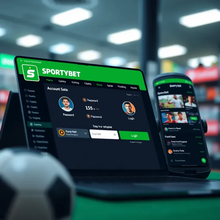 Dashboard view of SportyBet website displaying various sports betting options and navigation menu
