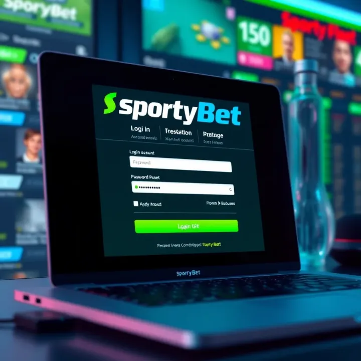 User entering credentials on SportyBet login screen on a mobile device