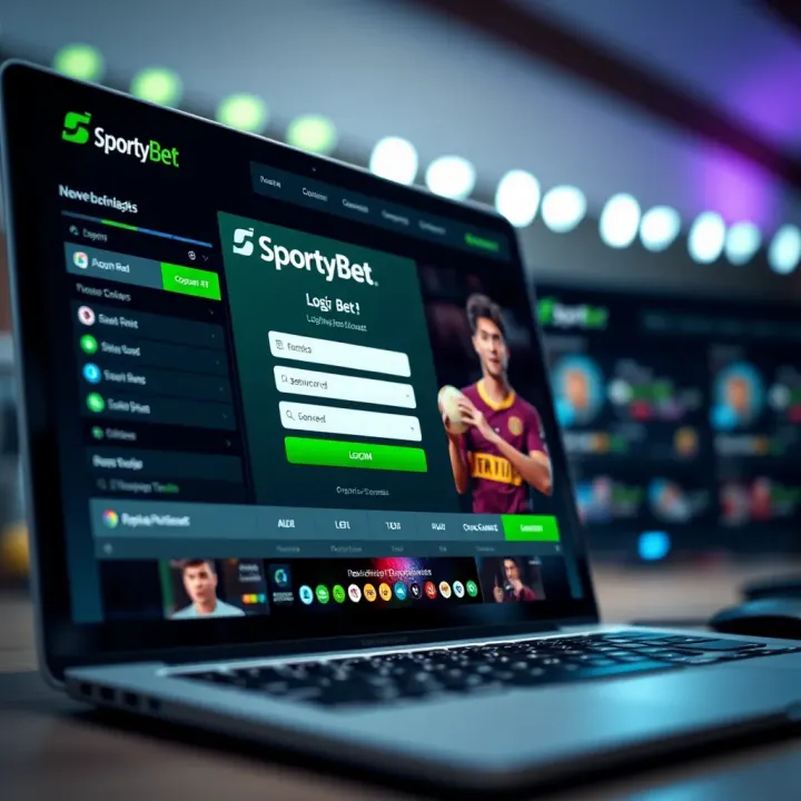 User interface showing sports categories and live betting options on My SportyBet platform