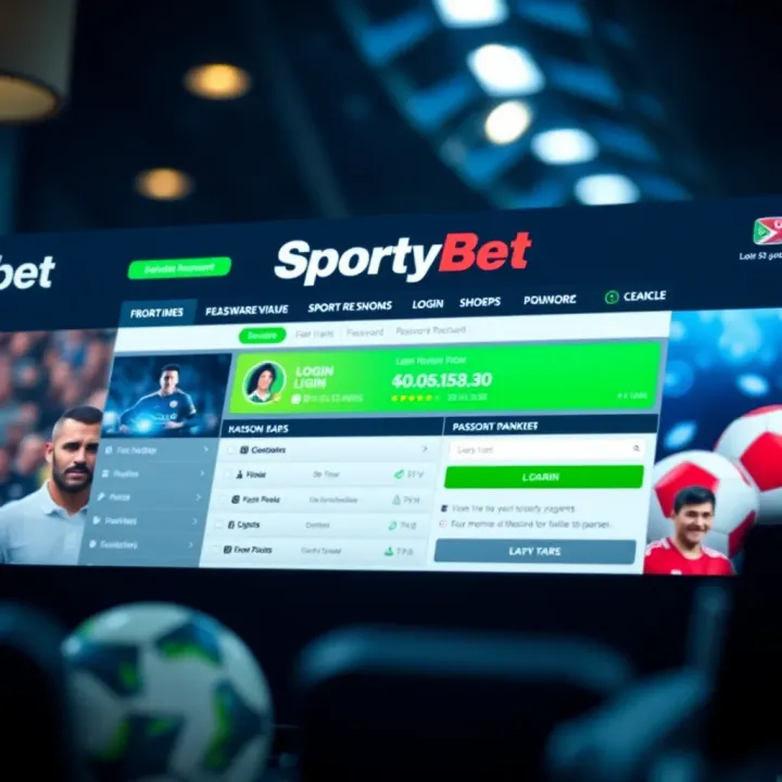 Dashboard showing various sports betting options and live odds on SportyBet platform