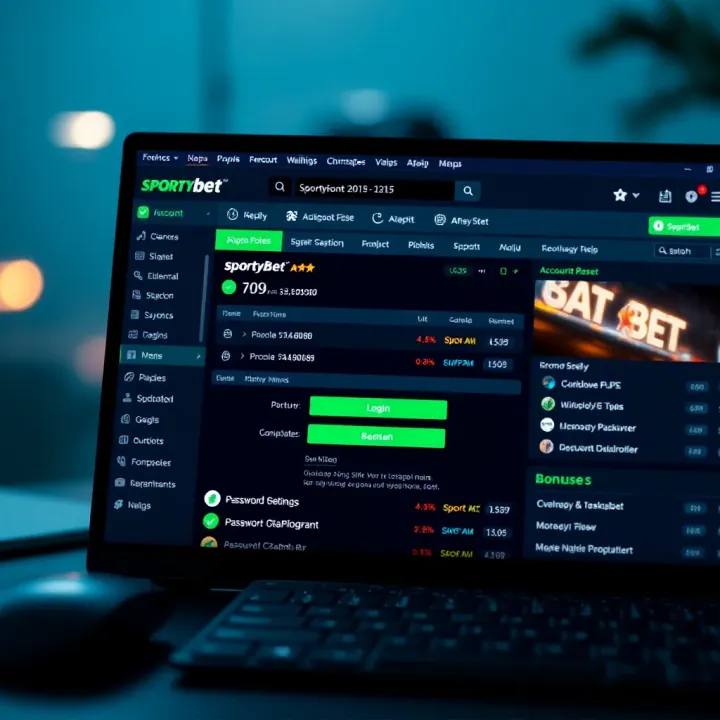 SportyBet application interface showing betting options on a desktop computer screen